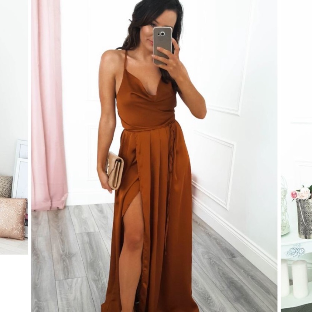 Rust open back maxi dress